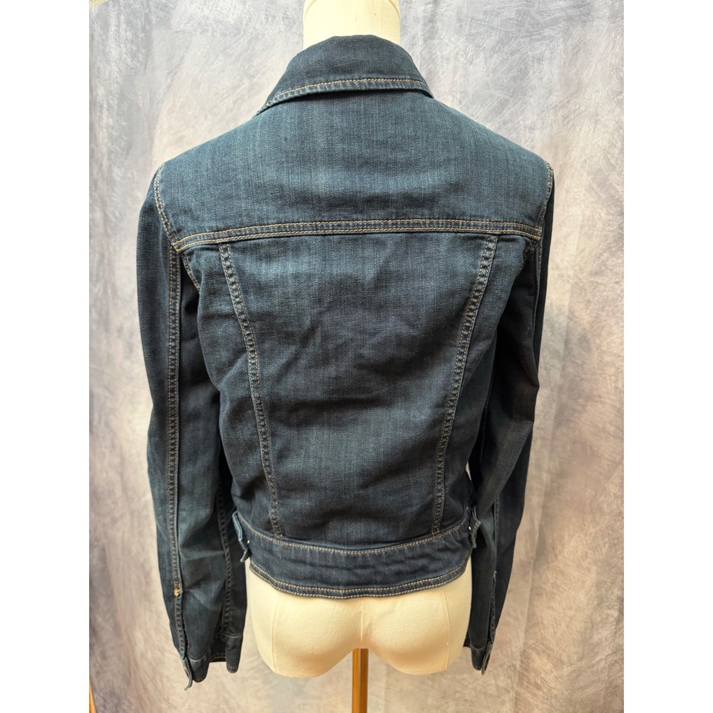 American Eagle Outfitters Womens Indigo Blue Denim Trucker Jacket Size Medium - Picture 3 of 9